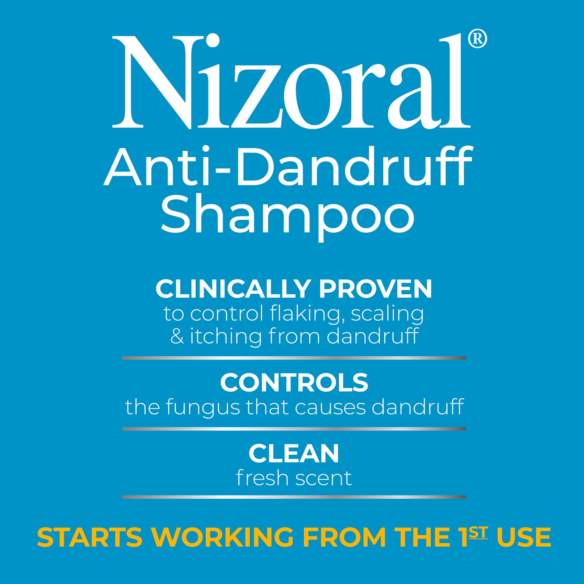 Nizoral Anti-Dandruff Shampoo with 1% Ketoconazole, Fresh Scent, 14 Fl Oz | Anti-Fungal Shampoo, Dandruff Shampoo for Dandruff Relief, Ketoconazole Shampoo, Dandruff Treatment, 1% Ketoconazole