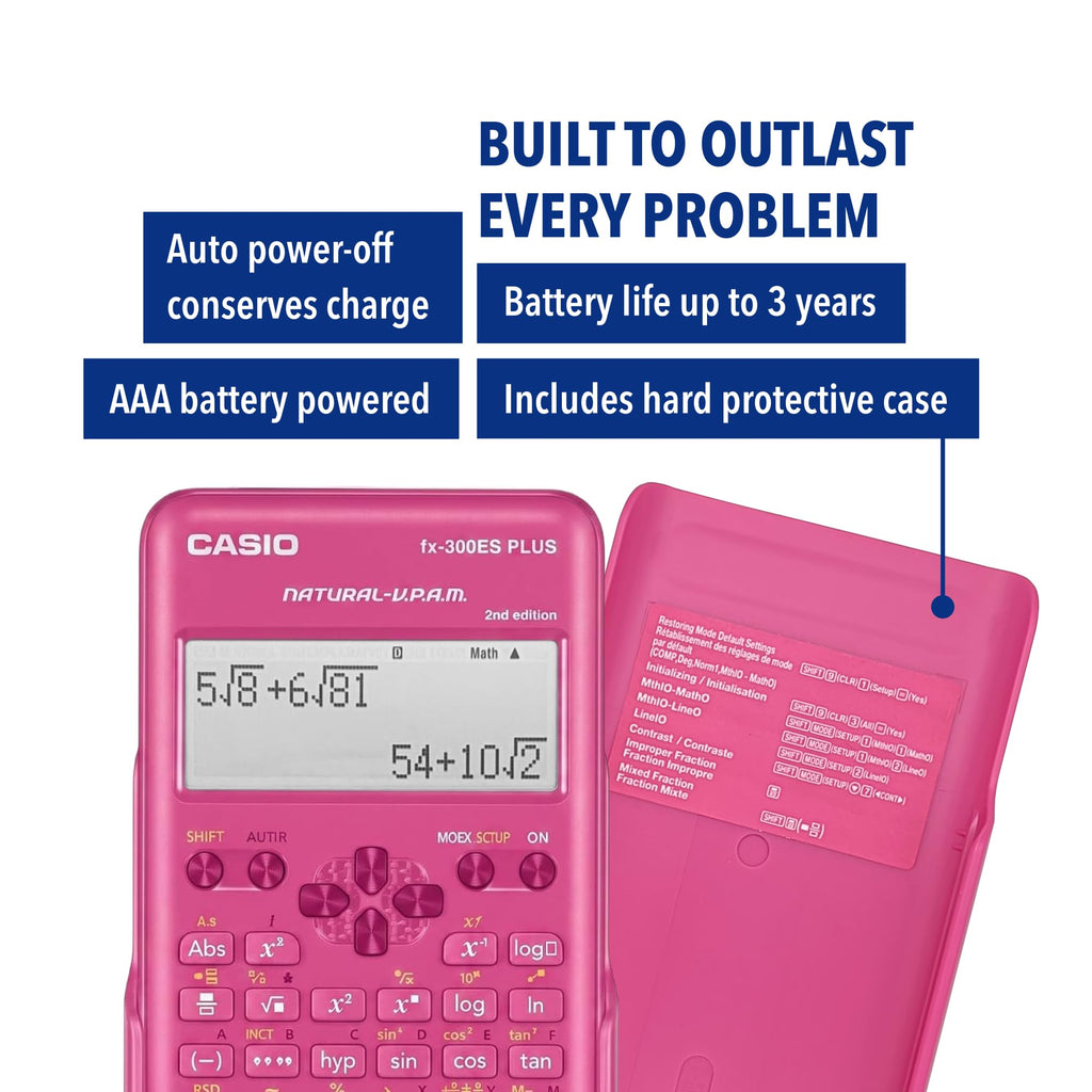 Casio FX-300ESPLSBPKWAIT Scientific Calculator, Pink