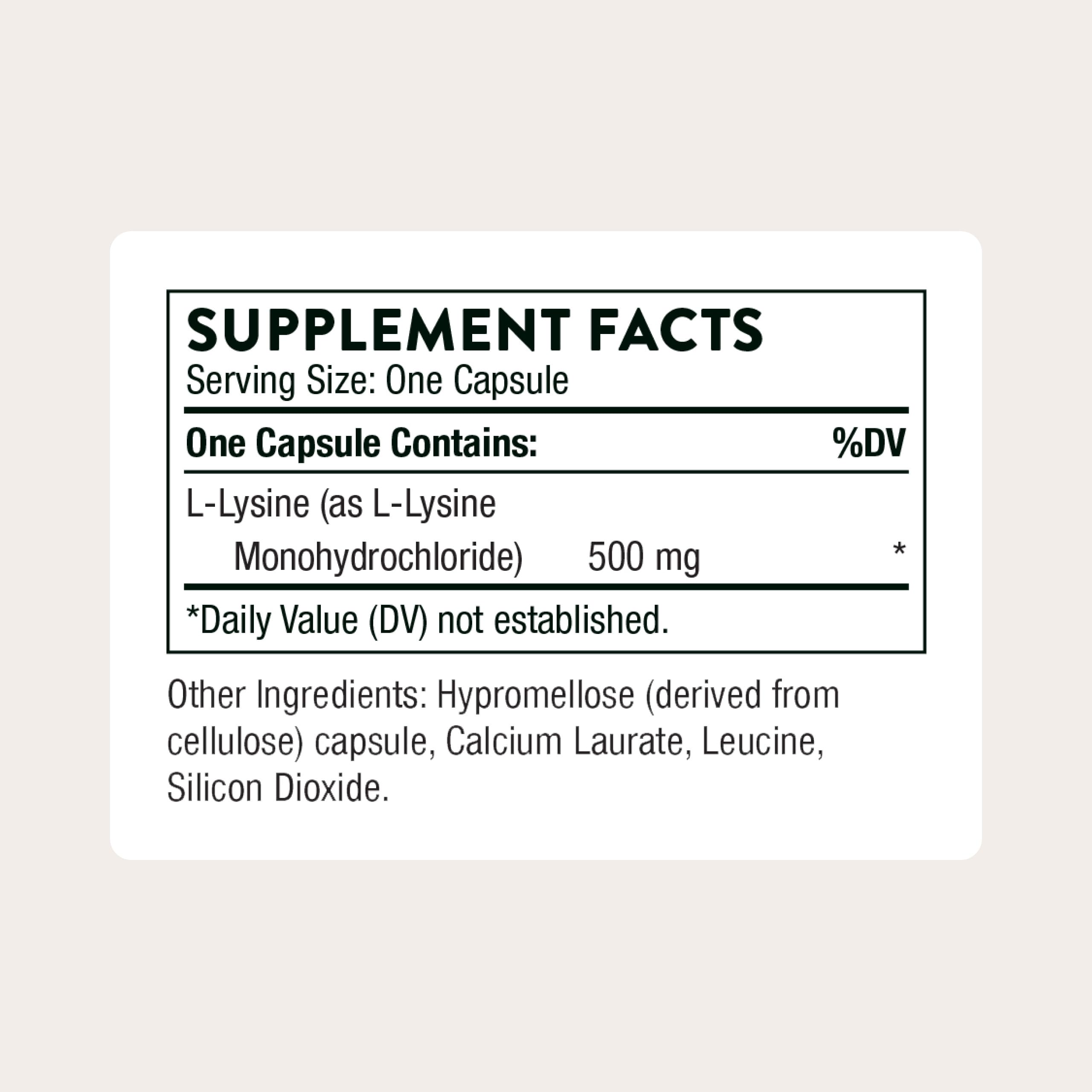 THORNE Lysine, 500 mg Essential L-Lysine Amino Acid, 60 Capsules | Supports Immune Function, Skin & Bone Health, Collagen Formation & Cellular Repair*, Gluten-Free, NSF Contents Certified