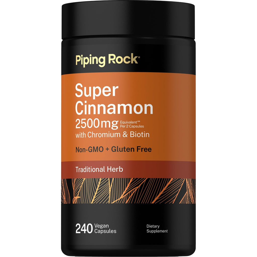 Piping Rock Super Ceylon Cinnamon Complex Capsules | 240 Powder Pills | Extract Supplement with Chromium and Biotin | Vegetarian, Non-GMO, Gluten Free