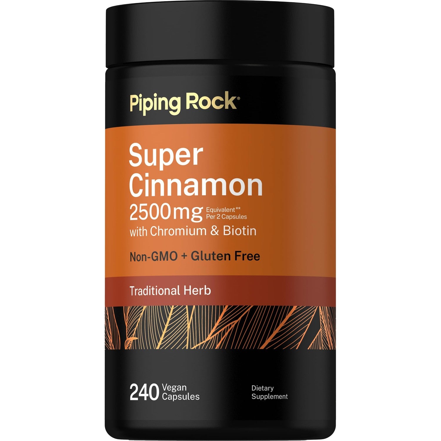 Piping Rock Super Ceylon Cinnamon Complex Capsules | 240 Powder Pills | Extract Supplement with Chromium and Biotin | Vegetarian, Non-GMO, Gluten Free