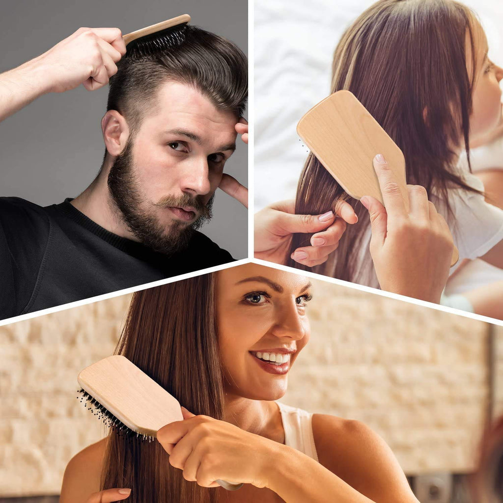 Buy now Hair Brush, 2 Pack Boar Bristle Paddle Hairbrush for Women Men Kids Reducing Frizzy, No More Tangle, Small Travel Brush Tail Comb & Giftbox Included at indiglob india