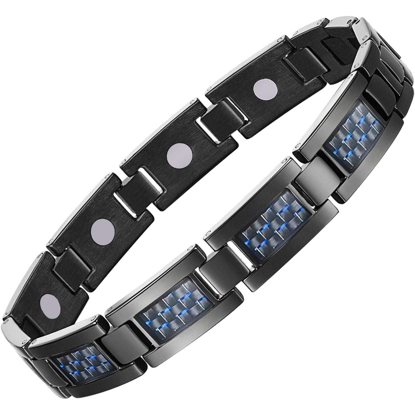 Buy now Feraco Mens Magnetic Bracelet Titanium Steel Magnet Therapy Bracelets with Sizing Tool, Silver Dark Gray at indiglob india