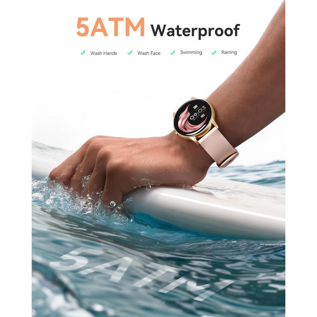 Buy now AGPTEK Smart Watch for Women, 5ATM Waterproof Smartwatch for Android and iOS Phones, Fitness Tracker Watch with 100+ Sports Modes, Heart Rate Monitor Pedometer Sleep Monitor, Pink at indiglob india