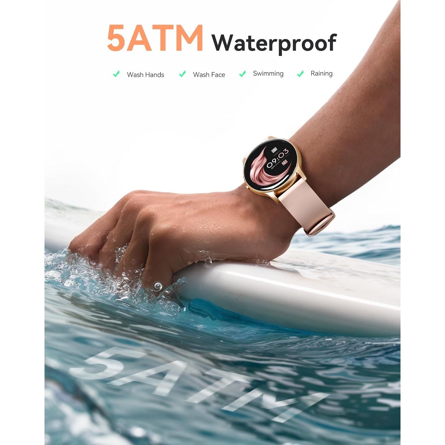 Buy now AGPTEK Smart Watch for Women, 5ATM Waterproof Smartwatch for Android and iOS Phones, Fitness Tracker Watch with 100+ Sports Modes, Heart Rate Monitor Pedometer Sleep Monitor, Pink at indiglob india