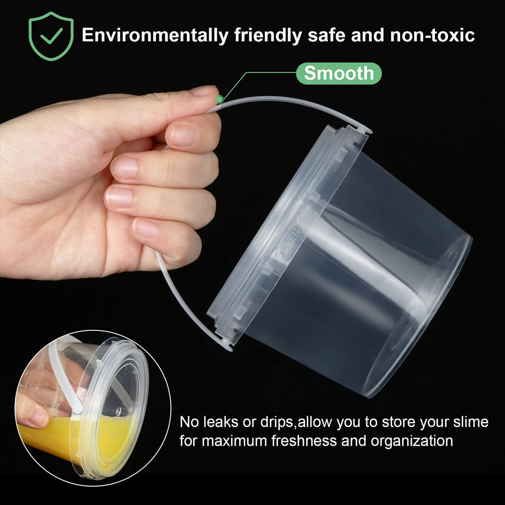 ZOEYES 50 PCS 10 oz Slime Containers with Lids and Handles, Plastic 300ml Storage Bucket Containers, Clear Slime Storage Case for Slime DIY Art Craft, Mini Toy, Pigment, Small Tools, Part Material
