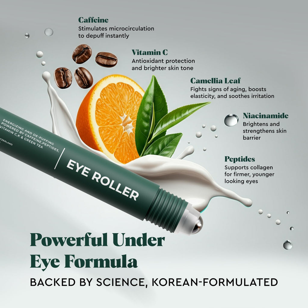Buy now Wolf Project Under Eye Roller - Korean Beauty, with Caffeine, Vitamin C and Peptides - Energizing Serum for Dark Circles and Puffiness, Fine Lines, Wrinkles - Gel-Based Brightening Cream at indiglob india