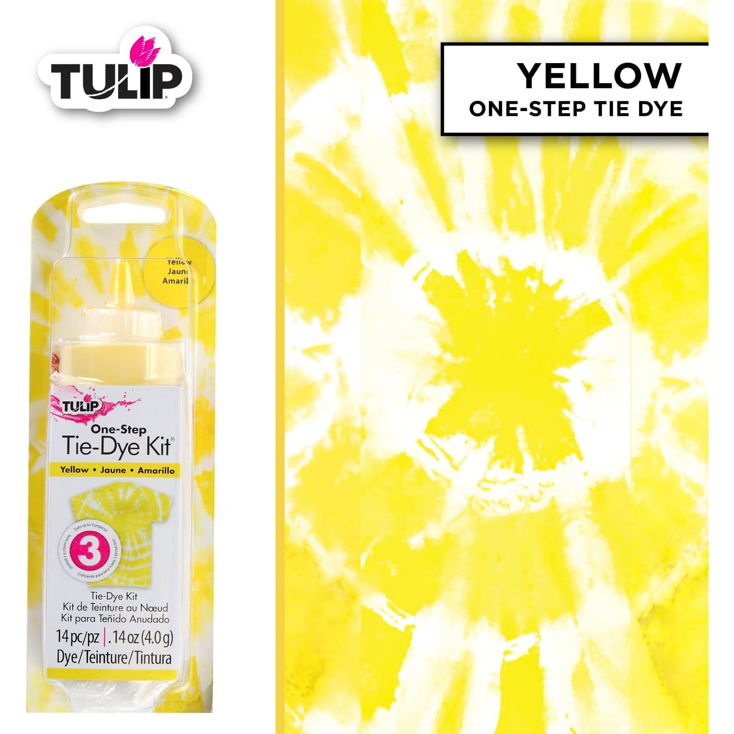 Buy now Tulip One-Step Tie-Dye Kit, Vibrant Colors for Fabric 4 fl oz, Yellow at indiglob india