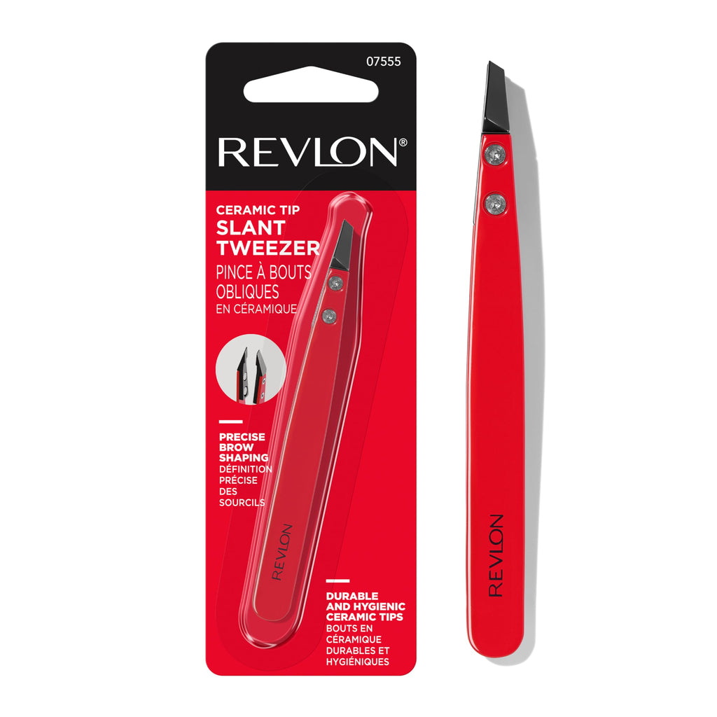 Revlon Expert Slant Tip Tweezer, Black, 1 Count | High precision stainless steel slant tweezer for easy, accurate hair removal.