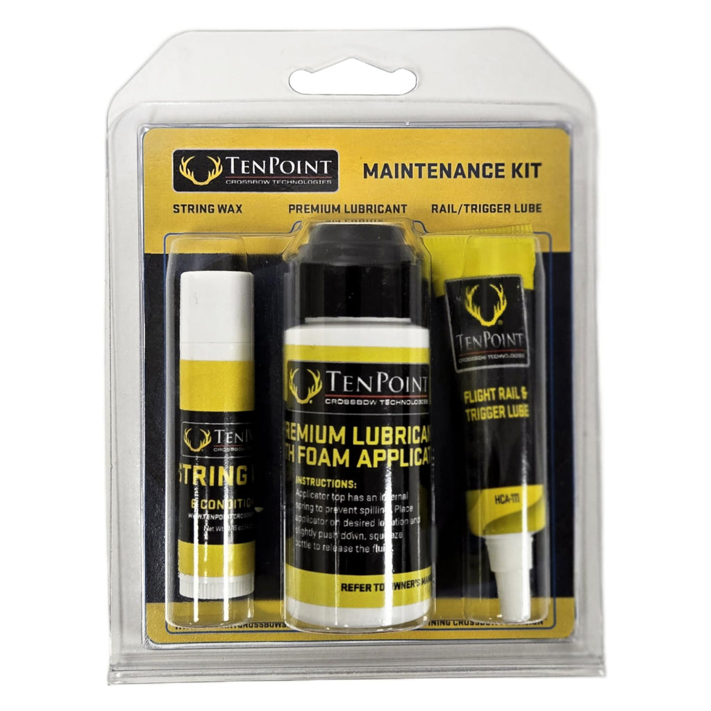 TenPoint Maintenance Kit - Includes Crossbow String Wax & Conditioner, Premium Lubricant with Foam Applicator + Flight Rail & Trigger Lube - Keep Your Crossbow in Top Shooting Form