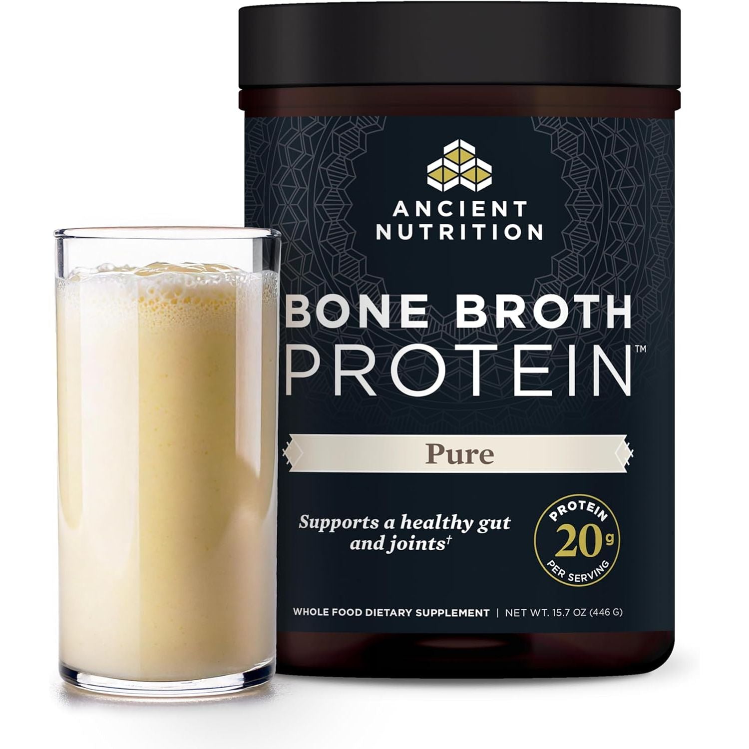 Buy now Ancient Nutrition Protein Powder Made from Real Bone Broth, Chocolate, 20g Protein Per Serving, 20 Serving Tub, Gluten Free Hydrolyzed Collagen Peptides Supplement, Great in Protein Shakes 20 Servings Pure at indiglob india