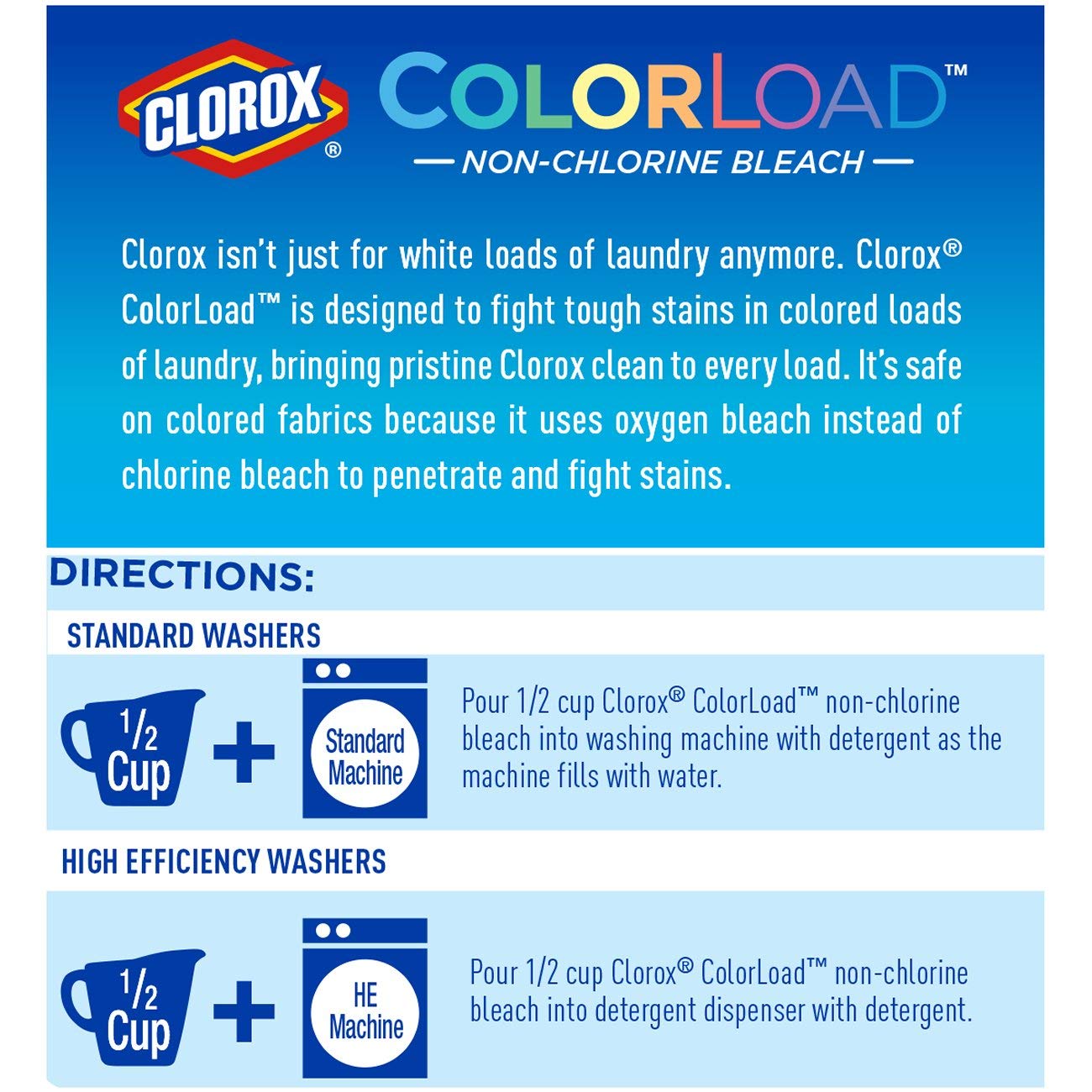 Buy now Clorox ColorLoad Non-Chlorine Bleach, 60 Ounce Bottle, Pack of 2, 120 Ounces Total at indiglob india