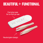 Buy now Revlon Designer Series Mini Tweezer Set, Hair Removal Tool Kit with Slant & Point Tips, Portable and Easy to Use, Made with Long Lasting Stainless Steel, 1 Count at indiglob india