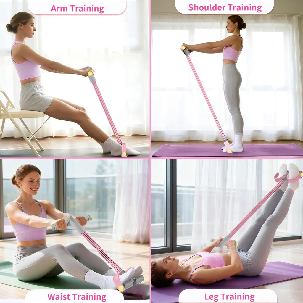 Pedal Resistance Band with Handle, Durable 6-Tube Exercise Bands