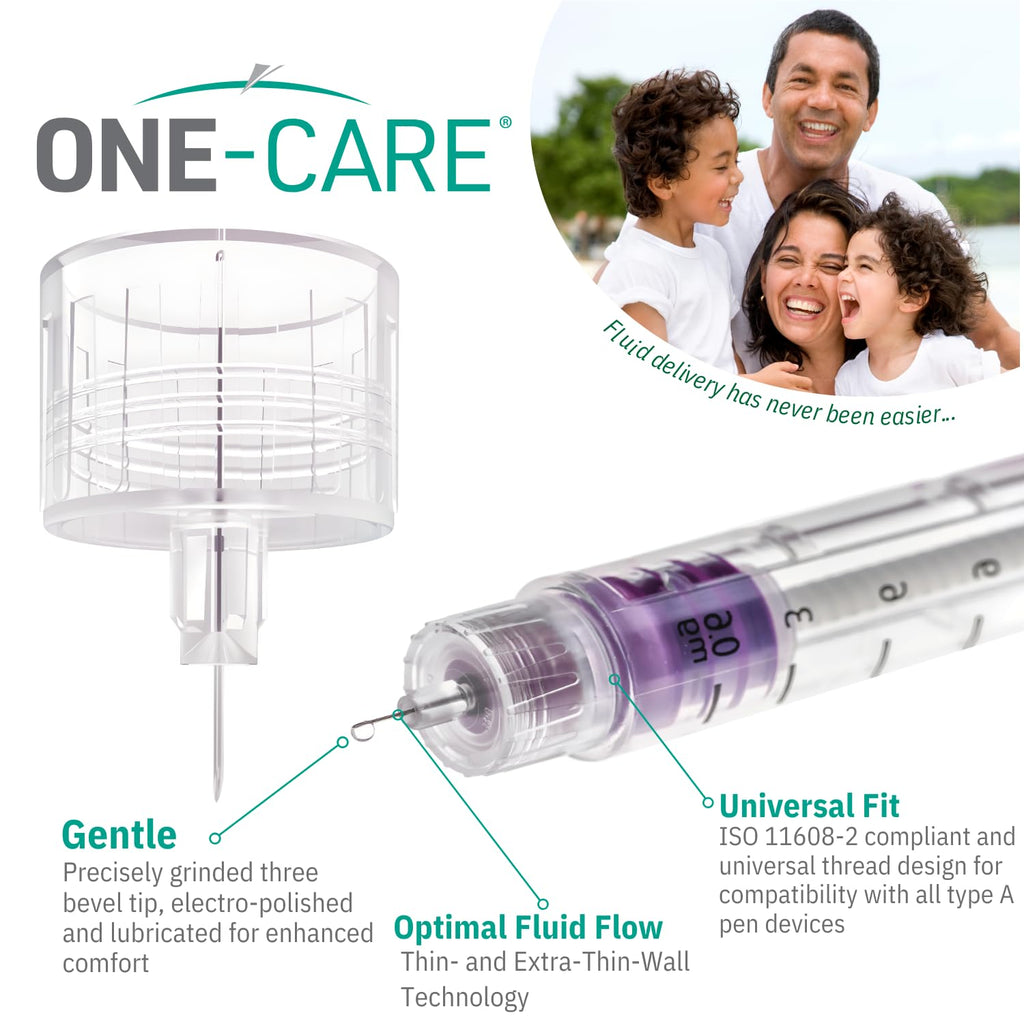 ONE-CARE Pen Tips, 32G x 4mm, Ultra-Fine, Twist-On Design, 100 Count
