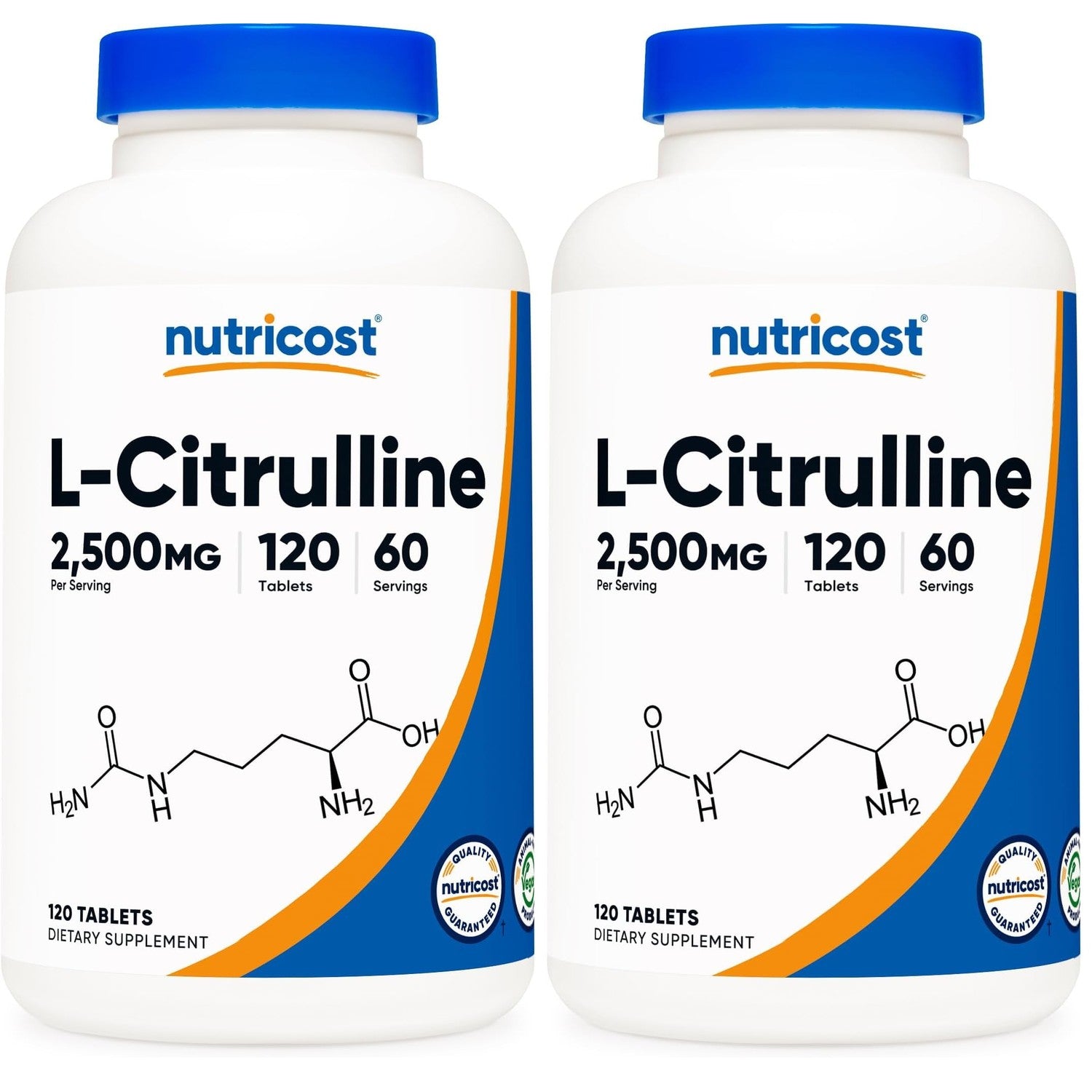 Nutricost L-Citrulline (2500mg) 60 Servings, 120 Tablets | 1250mg Per Tablet, GMO-Free and Gluten Free