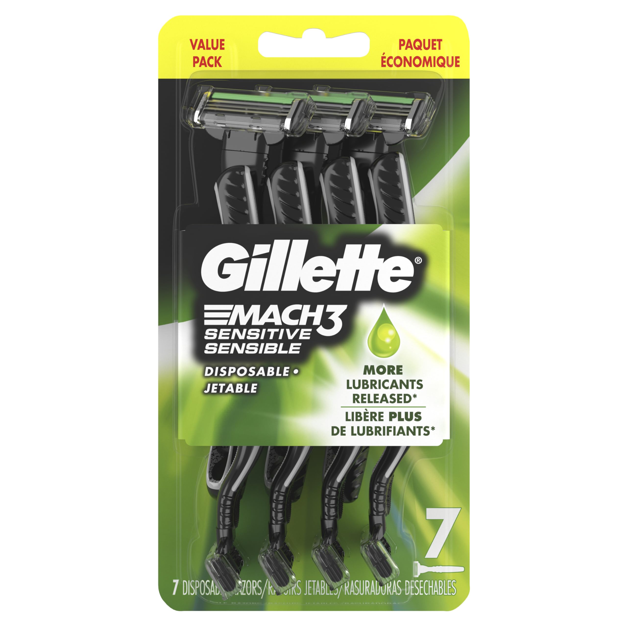 Buy now Gillette Mach3 Sensitive Razors for Men, Menâ€™s Disposable Razors, Pivoting Head for Close and Comfortable Shave, 7 Count at indiglob india