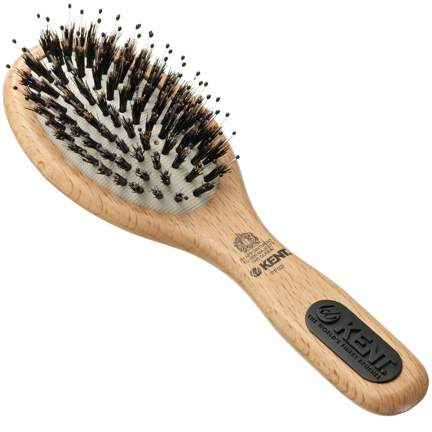 Buy now Kent PF07 Extra-Large 100% Boar Bristle and Non-Scratch Nylon Mix Cushion Brush - Wooden Detangling and Oval Smoothing Paddle Brush for Thin Hair - Made in England PF02 at indiglob india