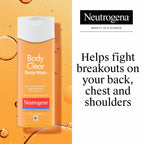 Neutrogena Body Clear Acne Body Wash, 3 x 8.5 fl oz | 2% Salicylic Acid & Glucerin, Oil Free, Breakouts on Back Chest & Shoulders, Non-Comedogenic, Gentle on Skin