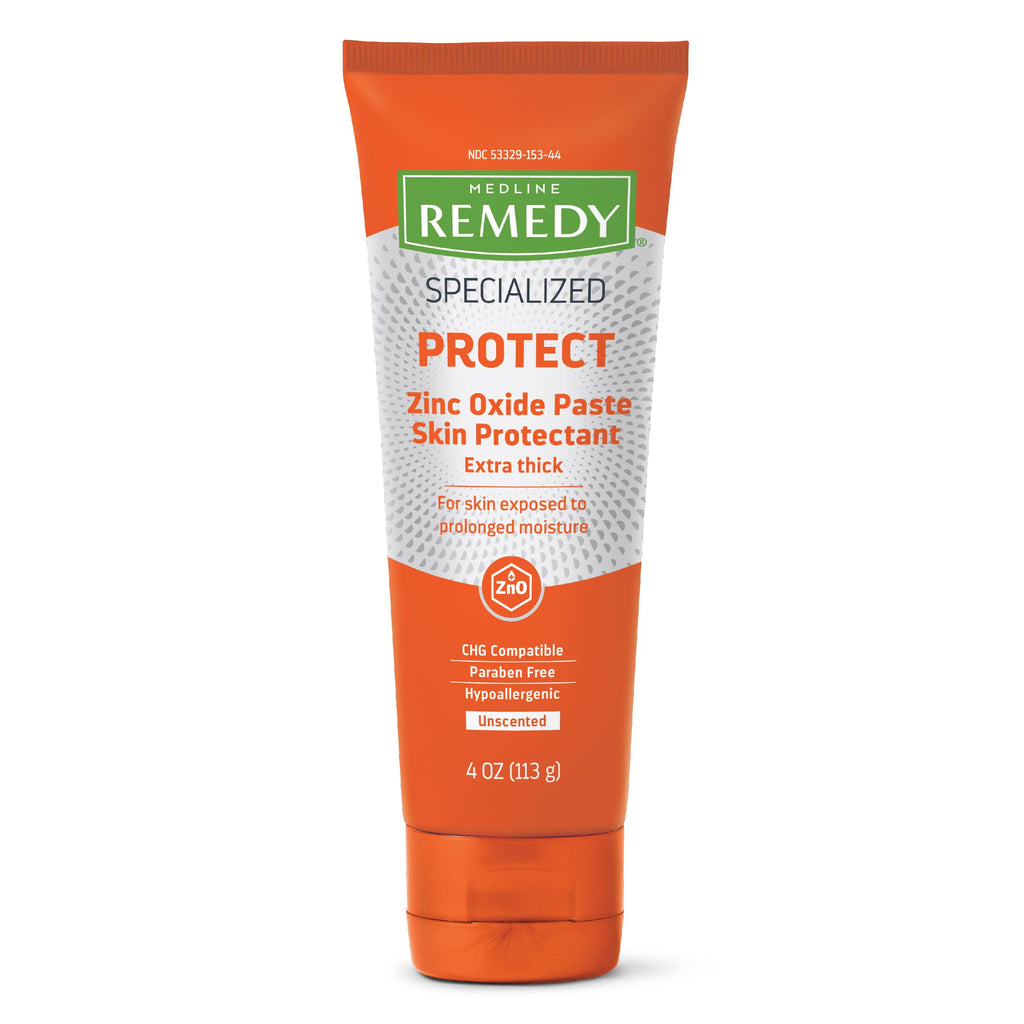 Medline Remedy Specialized Extra Thick Zinc Skin Paste (4 oz), Unscented, Micronized Zinc Oxide, Incontinence Cream, Diaper Rash, Barrier, Nourishing, Soothes Irritation, Wetness Protection