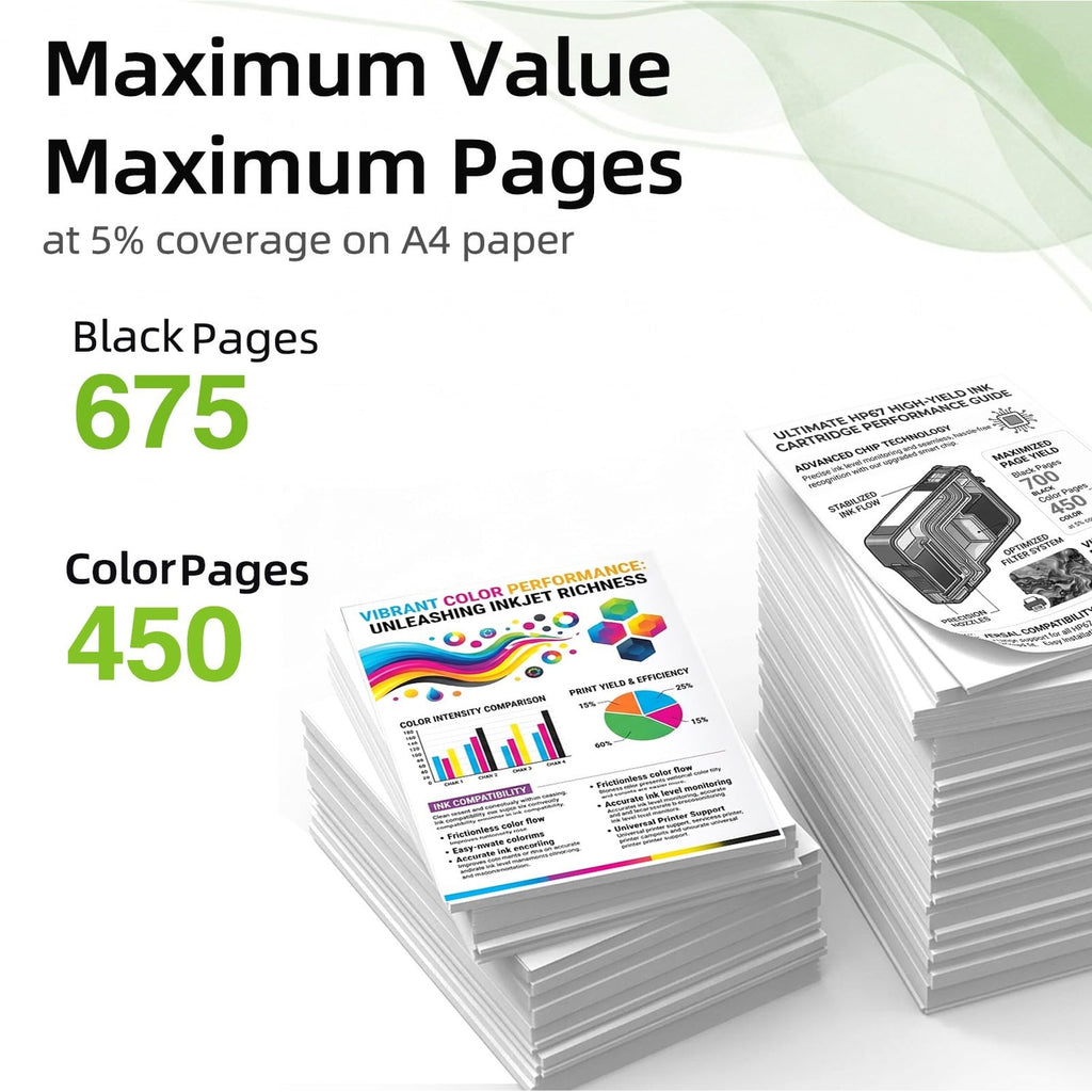63XL Ink Cartridge Replacement for HP 63 XL HP63 Black/Color Combo 2 Pack