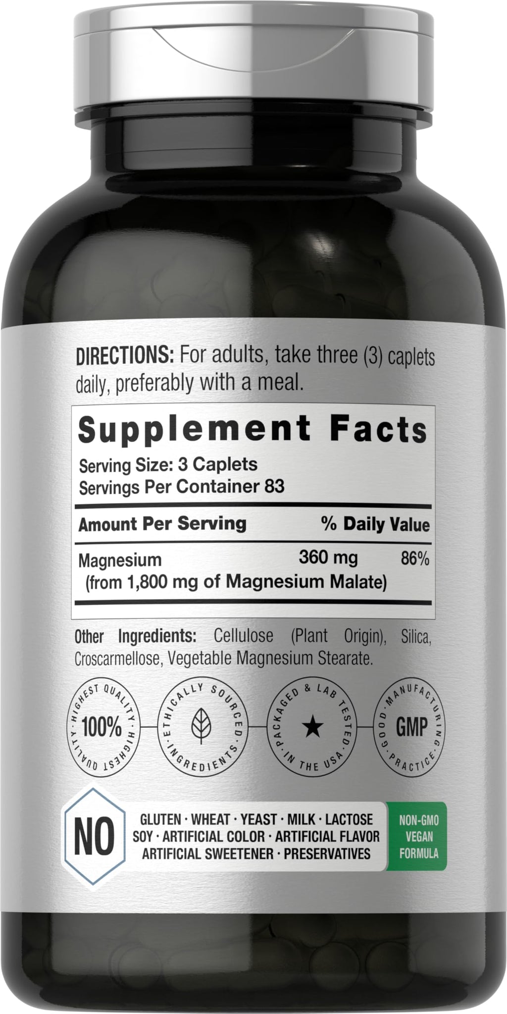 Horbäach Magnesium Malate | 1800mg | 250 Caplets