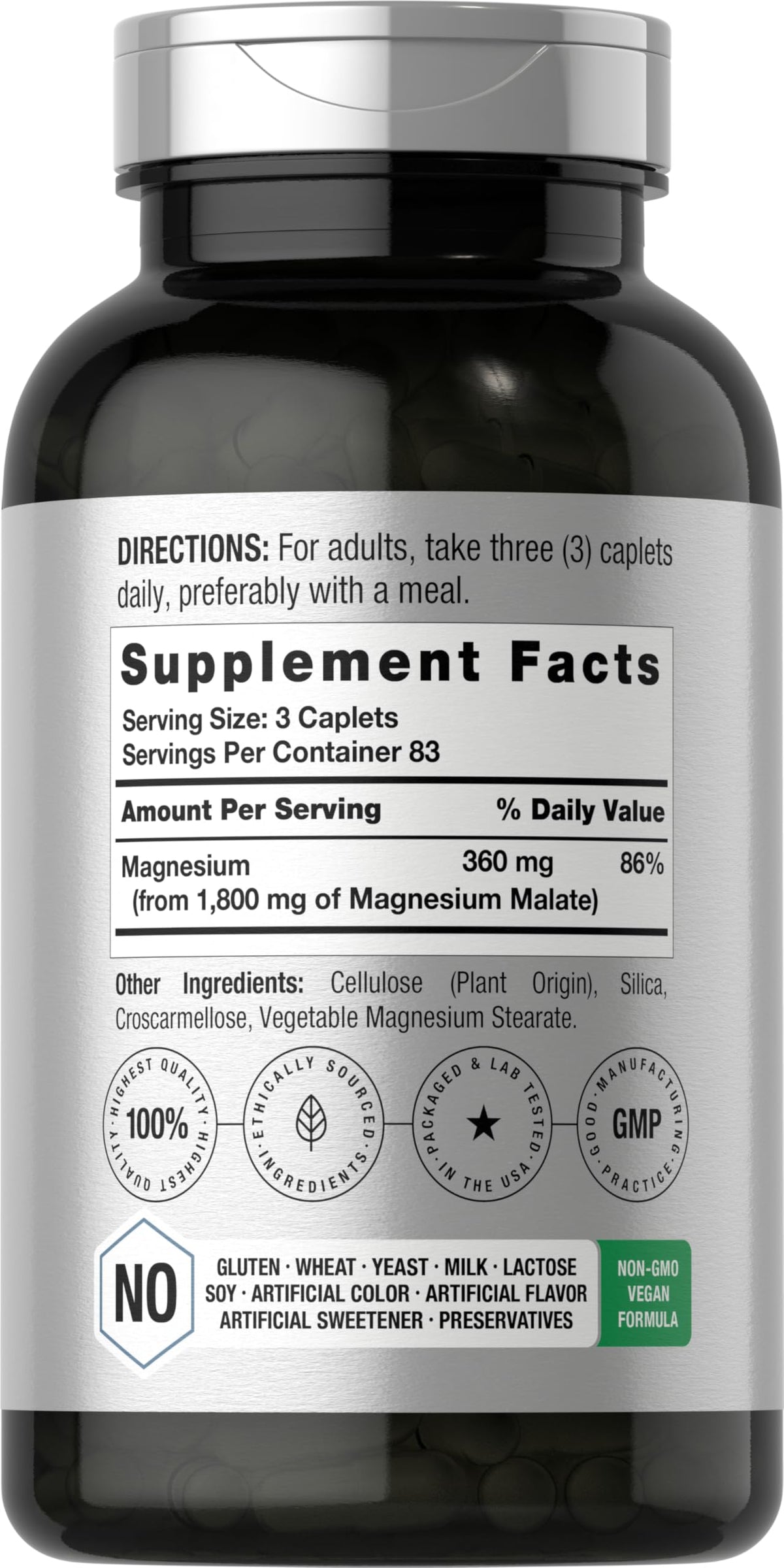 Horbäach Magnesium Malate | 1800mg | 250 Caplets
