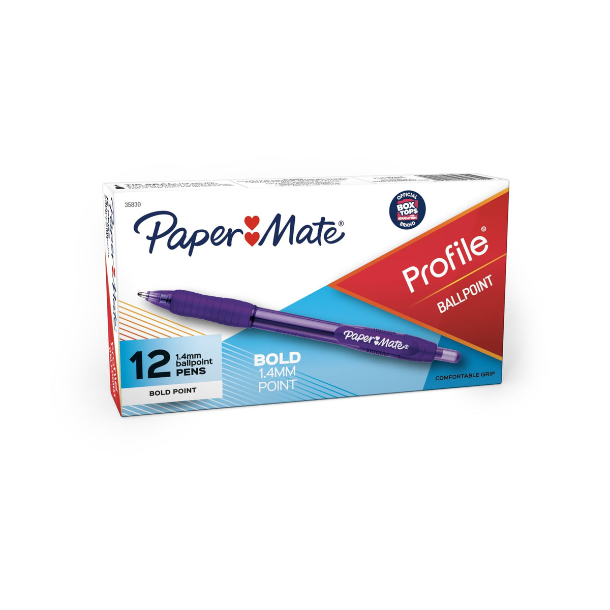 Paper Mate Profile Retractable Ballpoint Pens, Bold Point (1.4mm), Purple Ink, 12 Count - Journaling, Teacher Supplies, Note-Taking