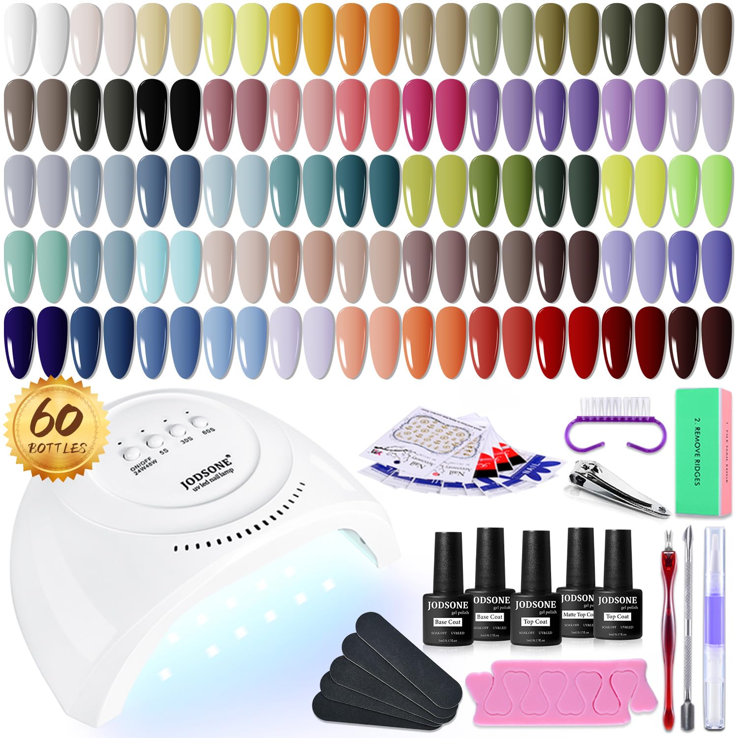 Buy now JODSONE 36 PCS Gel Nail Polish Set-32 Colors Gel Polish Kit Base Coat Glossy Matte and Glitter Top Coat Nail Polish Set Green Blue Red Pink Collection Gifts for Women 60KIT 06 at indiglob india