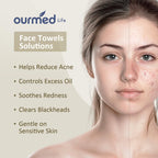 Buy now Ourmed Life Face Towels, Disposable Biodegradable Facial Towels for Sensitive Skin, Lint- free Face Wipes for Washing Face, Skincare and Makeup Remover, Dry Wipes, 10"×12" Extra Large, 50 Count at indiglob india