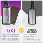 NYK1 RUSTPROOF Foot File Callus Remover for Feet with Catcher | XL Size | MegaFile Hard Skin Remover Foot Scraper for Wet and Dry Use - Non-Slip Textured Grip for Smooth, Soft & Callus-Free Feet