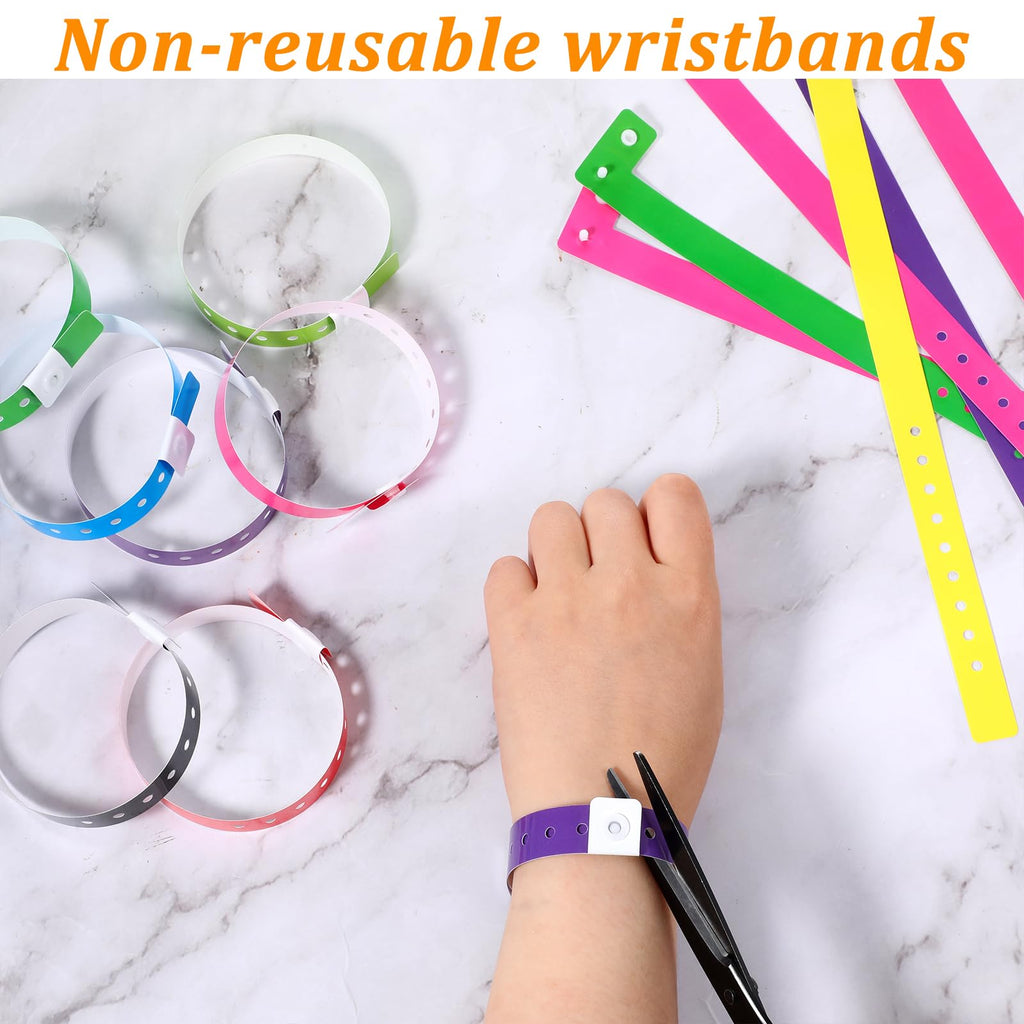 60 Pcs Vinyl Wristband in 10 Colors, Plastic Wristbands for Events, Neon Plastic Event Wristbands, Colored Bracelet Wristband for Events, Concerts, Carnivals, Nightclubs, Bars, Park