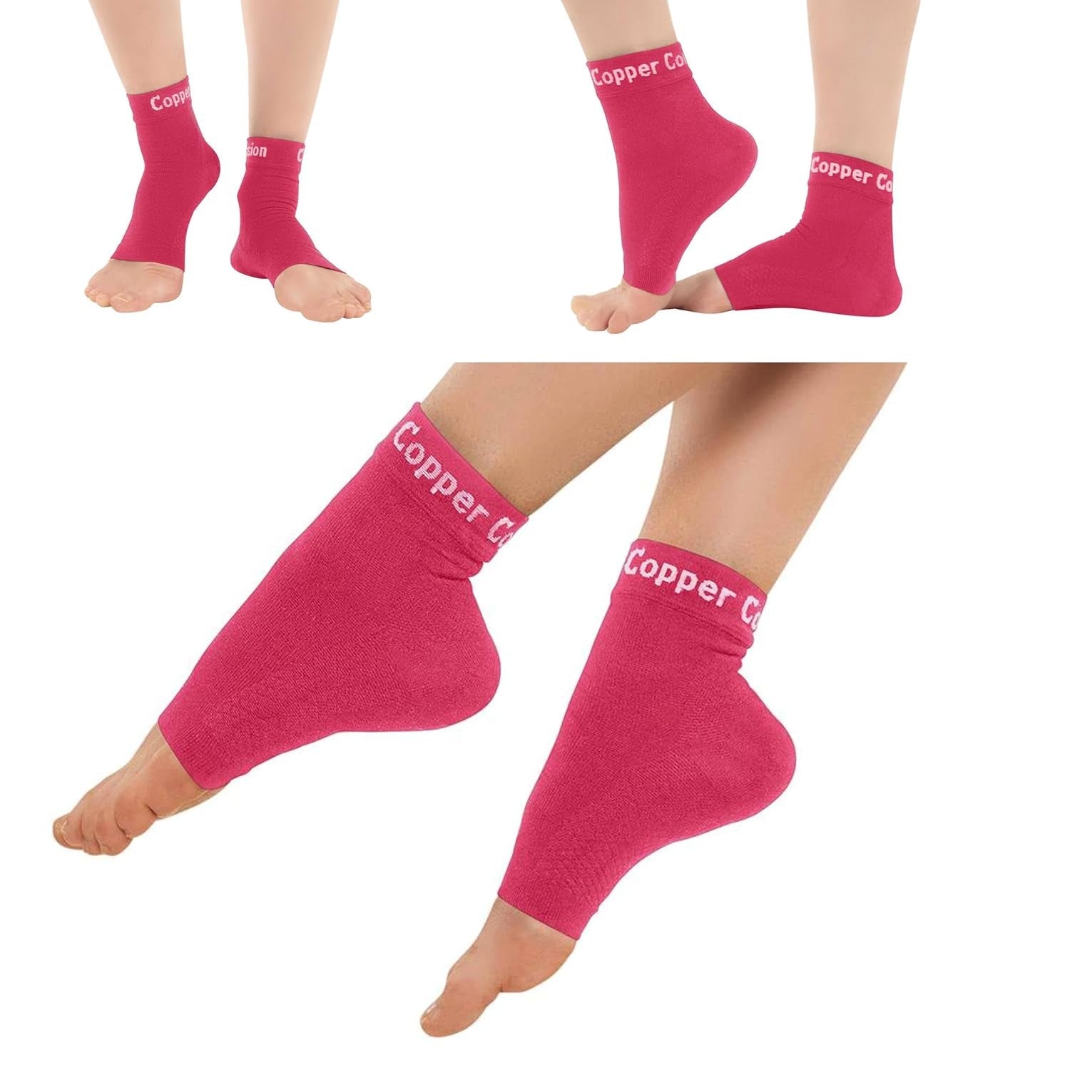 Buy now Copper Compression Foot Sleeves - Plantar Fasciitis, Achilles, Ankle Support Brace Socks - Day / Night Relief from Heel Spurs, Arch Pain, Swelling, Soccer Injuries, Golf, Running - 1 Pair Black - L XX-Large Pink at indiglob india