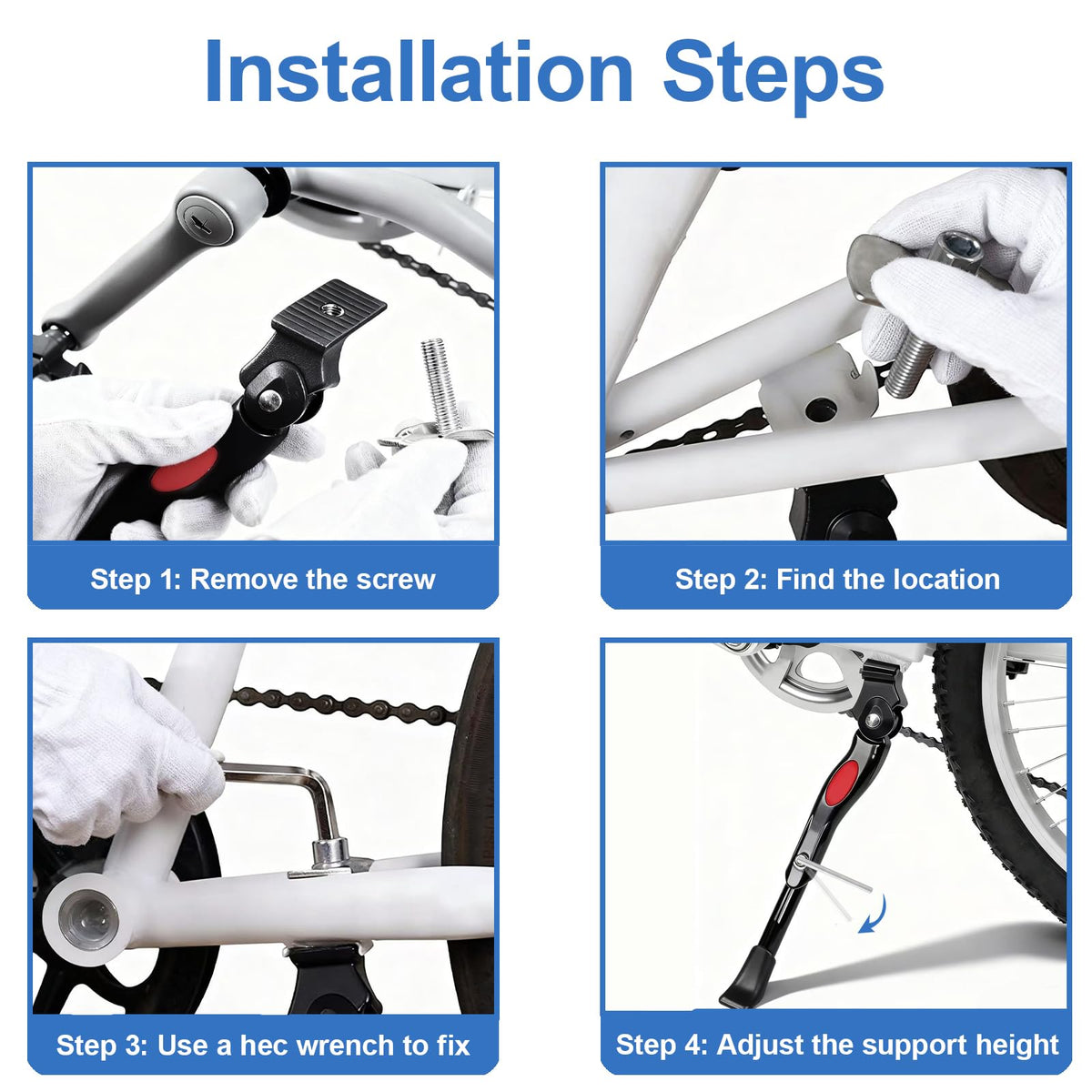Kickstand for Kids Bike, Adjustable Premium Bike Kickstand for 16 18 20 Inch Wheels, Upgraded Aluminum Alloy Center Mount Stand for Children's Mountain and Road Bicycles.
