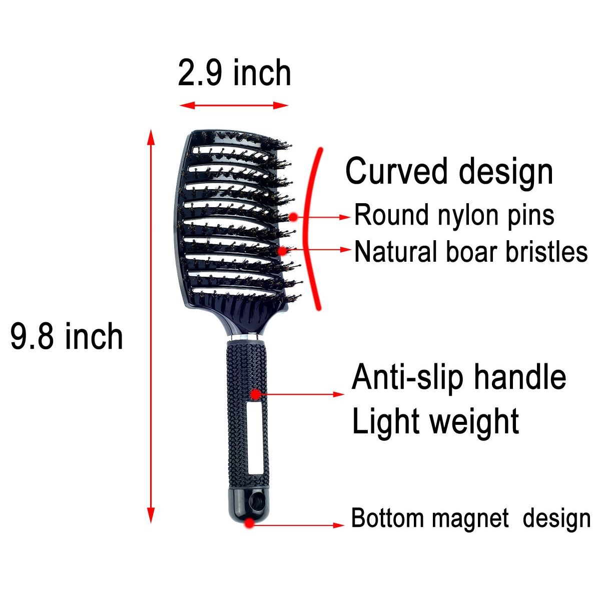 Buy now PERFEHAIR Natural Boar Bristle Hair Brush - Curved Vented Detangling Blow Dry Brush for Women Long, Thick, Thin, Curly Hair at indiglob india