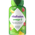 Vitafusion Omega 3 Gummies | 120 Adult Gummy Vitamins | Blend of EPA, DHA & ALA | for Women & Men | Raspberry Lemonade Flavor | Gluten-Free Supplement