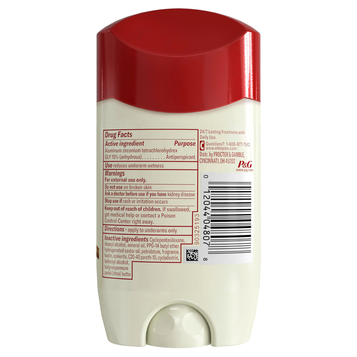 Old Spice Antiperspirant & Deodorant stick featuring original packaging, offering 24-hour protection and a fresh scent.