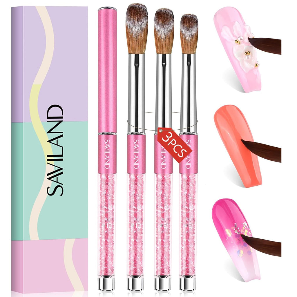Buy now SAVILAND 3pcs Acrylic Nail Brush Set: Size 6,8,12 Professional Nail Brushes for Acrylic Application Acrylic Powder Nail Art Extension & 3D Carving Manicure Tools for Beginners Home DIY at indiglob india