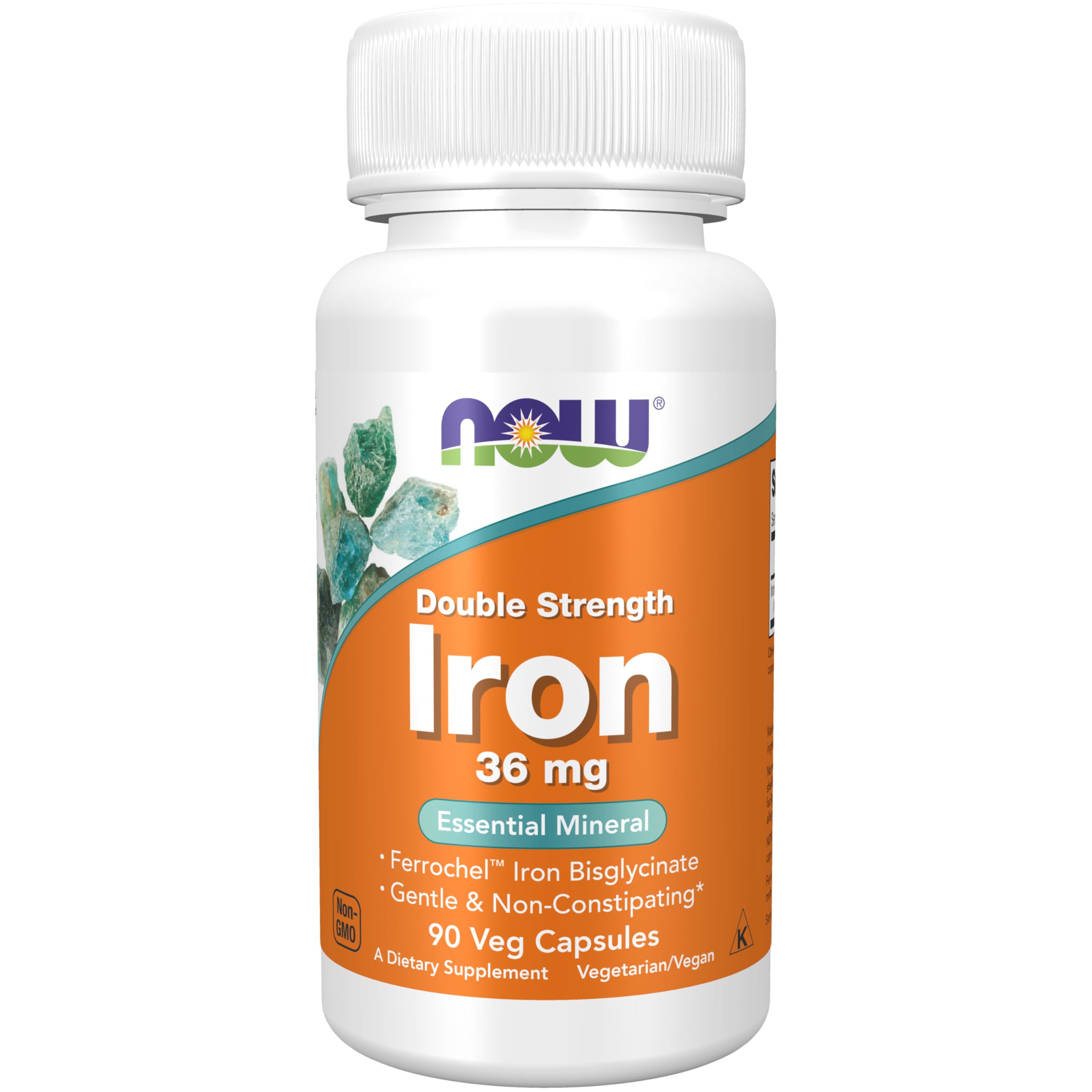 Buy now NOW Supplements, Iron 36 mg, Double Strength, Non-Constipating*, Essential Mineral, 90 Veg Capsules at indiglob india