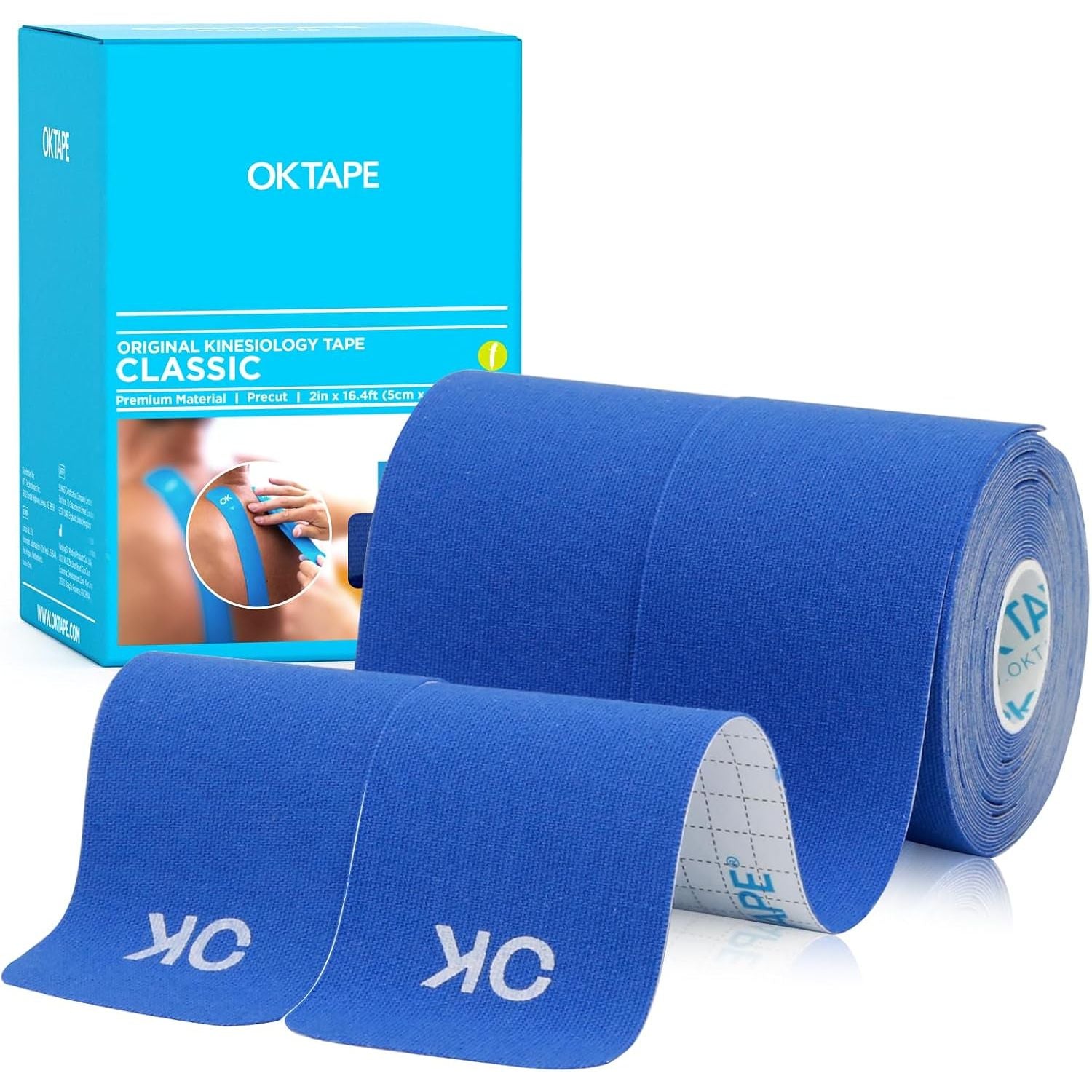 Buy now OK TAPE Kinesiology Tape 10 inches Precut, 20 Strips, Cotton Elastic Athletic Tape Latex Free, 2in x 16ft, Black 2 Rolls Navy Blue at indiglob india