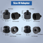 Buy now 8 Pieces Mic Stand Adapter 5/8 Female to 3/8 Male and 3/8 Female to 5/8 Male, 5/8 Female to 1/4 Male and 1/4 Female to 5/8 Male Screw Thread Adapter Mic Thread Adapter Set for Microphone (Black) at indiglob india