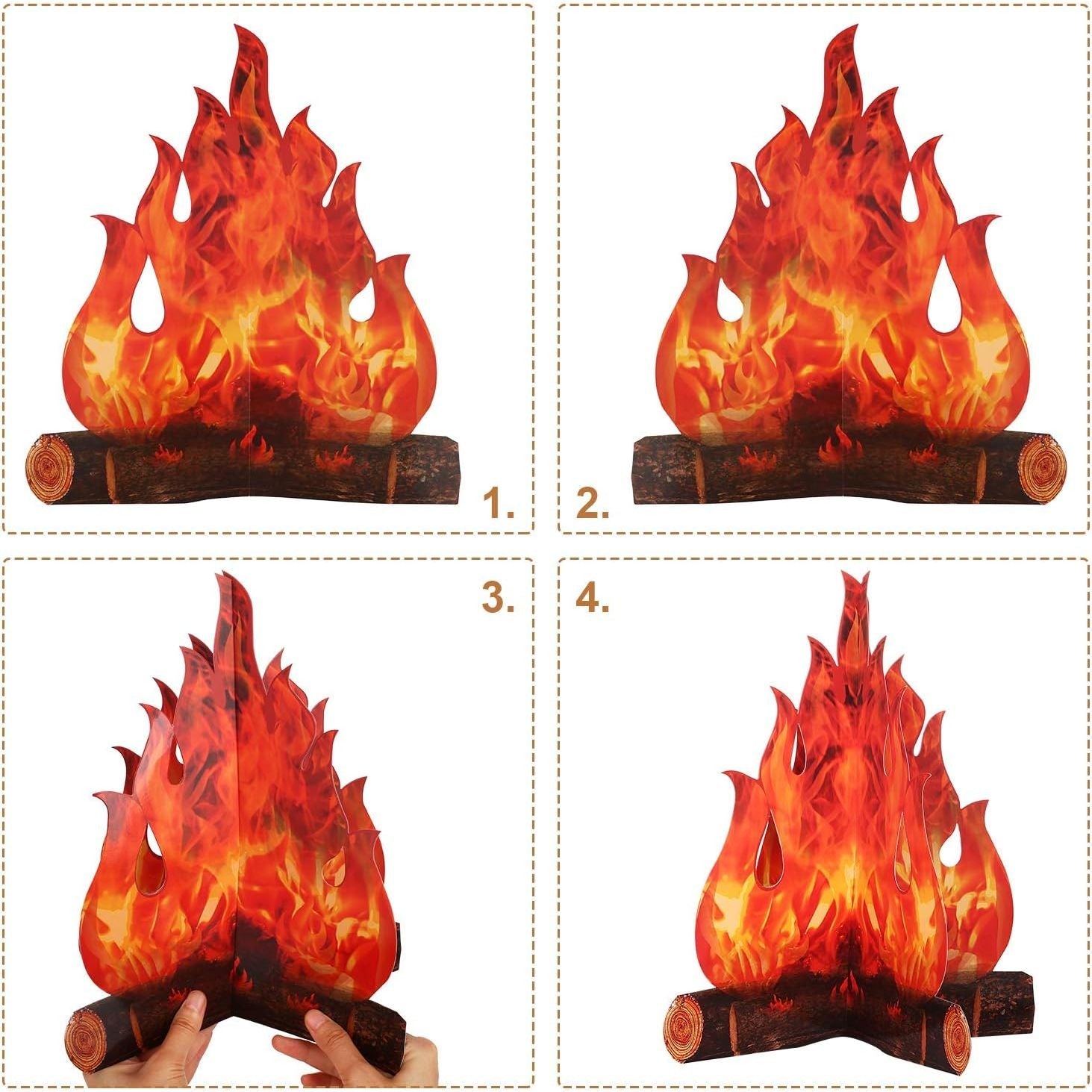 Buy now Boao 2 Set Fake Fire Fake Flame Camping Decoration 3D Cardboard Campfire Centerpiece Artificial Flames Campfire Party Decoration for Camp Bachelorette Christmas Party(12 x 10 Inch,Red Orange) at indiglob india