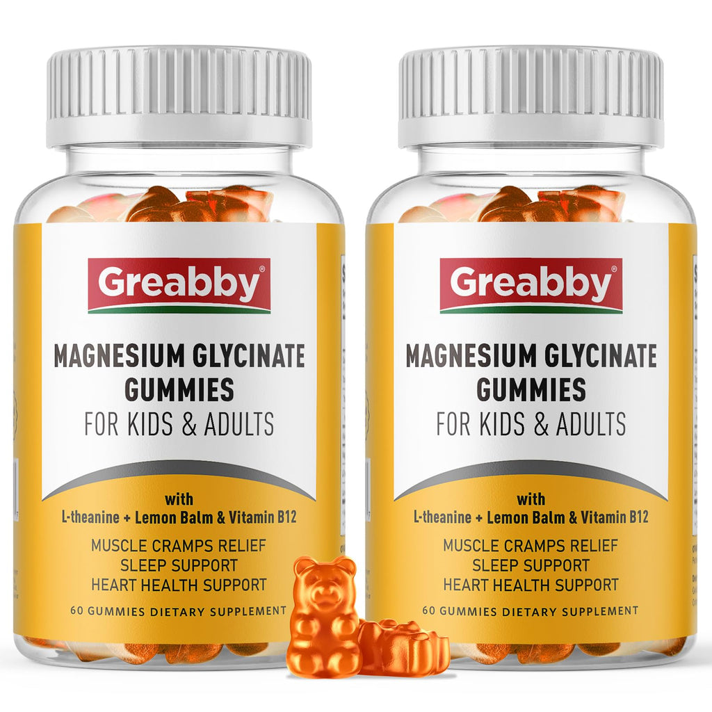 Magnesium Glycinate Gummies for Kids & Adults, 120 Count | Magnesium Glycinate 300mg per Serving, Supplement with L-Theanine, Lemon Balm & Vitamin B12