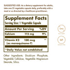 Solgar Naturally Sourced Vitamin K2 (MK-7) 100 mcg - 50 Vegetable Capsules - Supports Bone Health - Whole Food Source from Natto Extract - Non-GMO, Gluten Free - 50 Total Servings