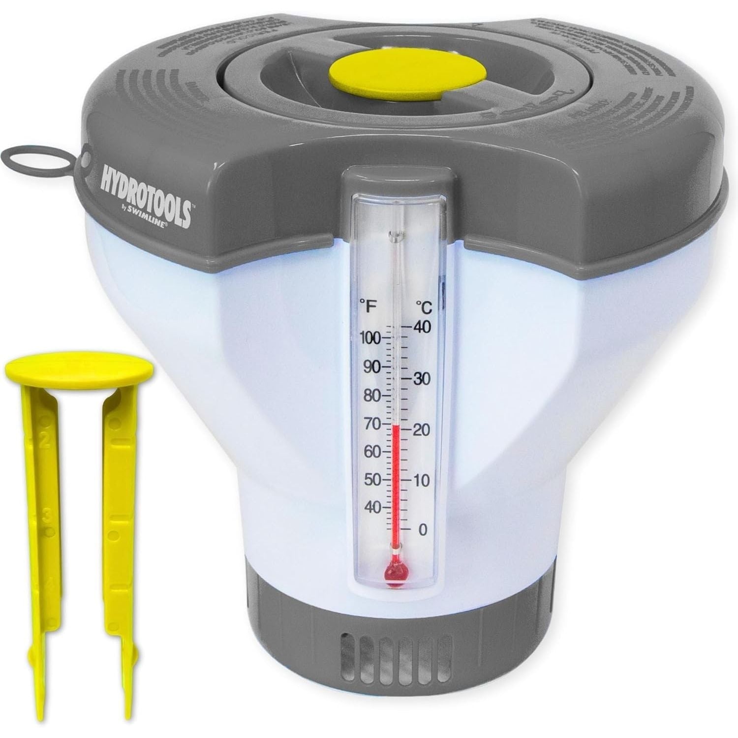 Buy now HYDROTOOLS BY SWIMLINE 8715 Mini Chemical Dispenser For Spas and Personal Pools| Compatible With Bromine & Chlorine Supports 1’’ Tablets | Adjustable Control Ring For Customizable Flow Rate Smart Refill W Thermometer at indiglob india