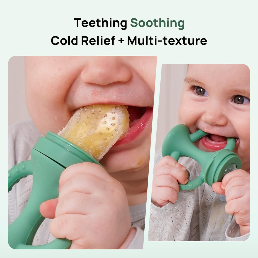 Papablic Easyhold Baby Fruit Food Feeder, Teething Relief & Frozen Teether
