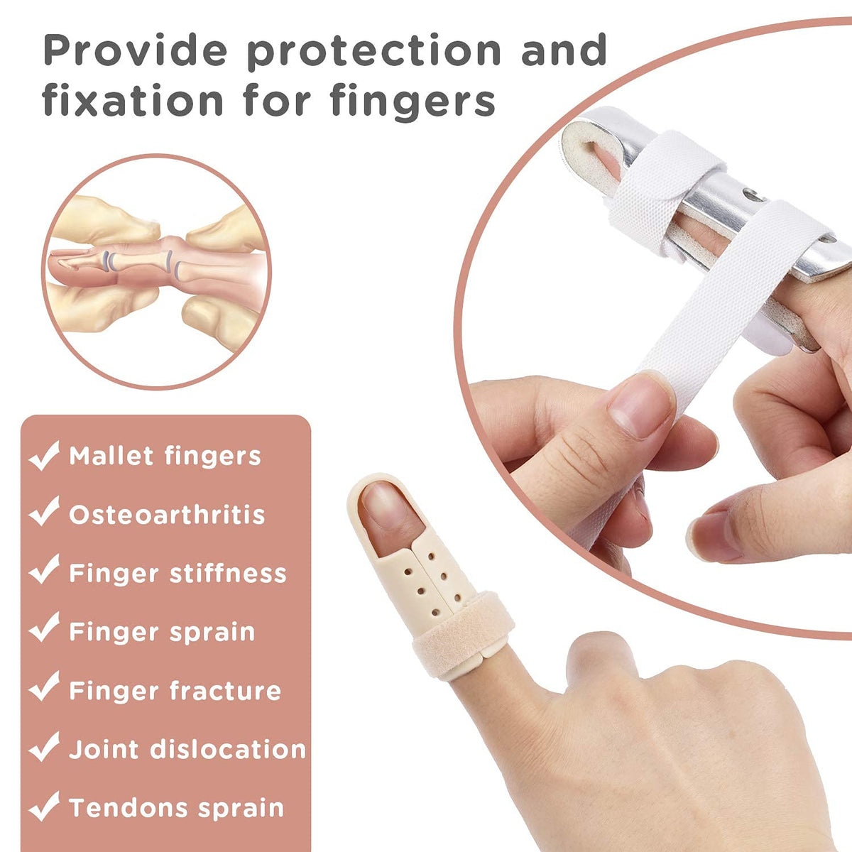 Sopito Finger Splint, 7 Pack Finger Brace for Knuckle Immobilization