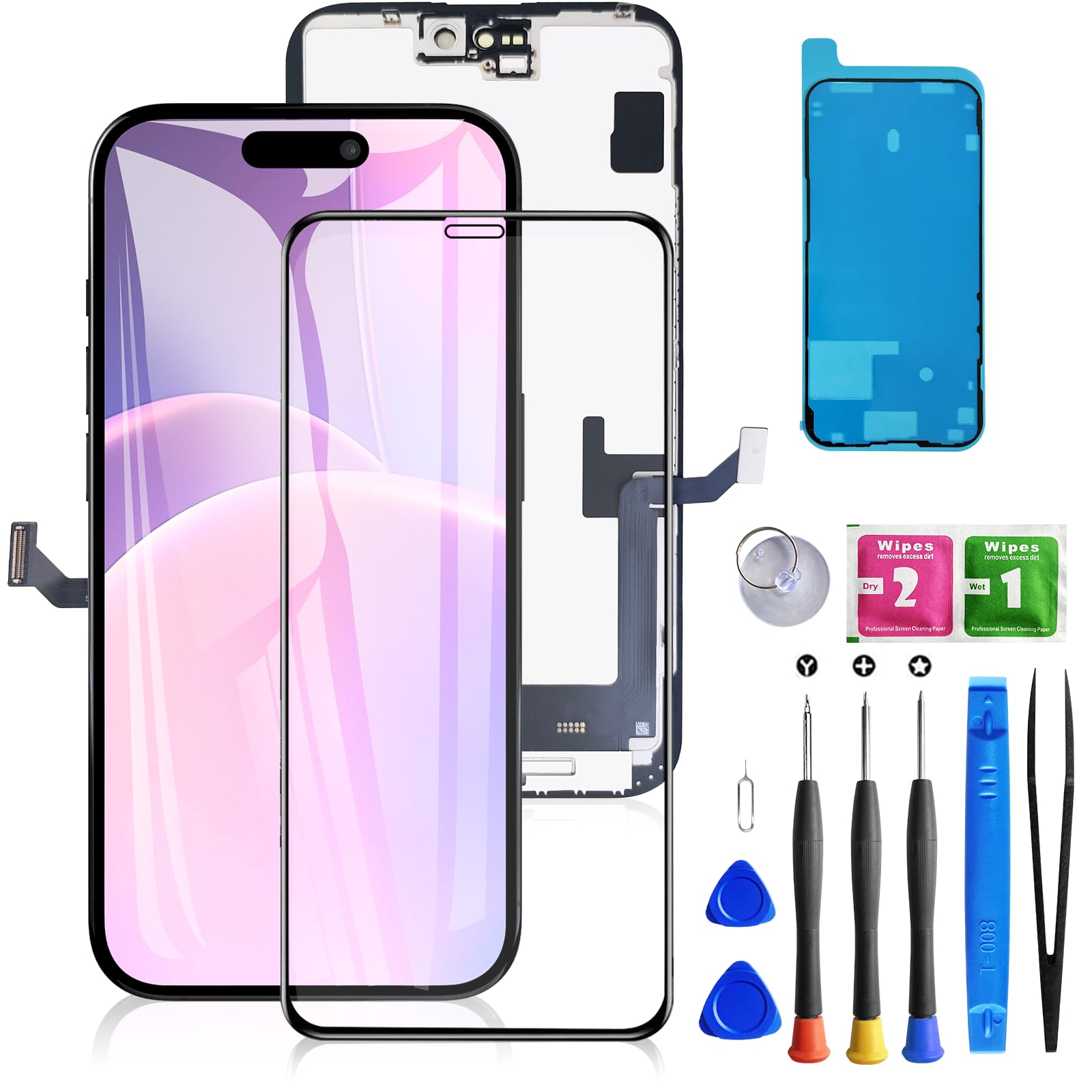 Buy now for iPhone 11 Screen Replacement 6.1 3D Touch Screen LCD Display Digitizer for A2111, A2223, A2221 Cell Phone Repair Kits+ Waterproof Frame Adhesive Sticker+Screen Tempered Protector+Face ID for iphone 15plus at indiglob india