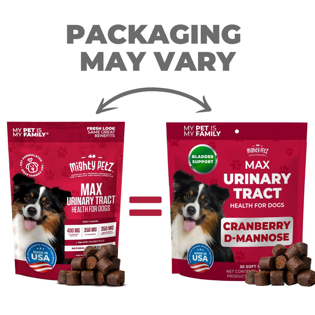 Mighty Petz MAX Cranberry for Dog UTI Treatment - MAX Strength Cranberry Supplement for Dogs + D-Mannose. Bladder Control for Dogs. Urinary Tract Care & Kidney Support Chews