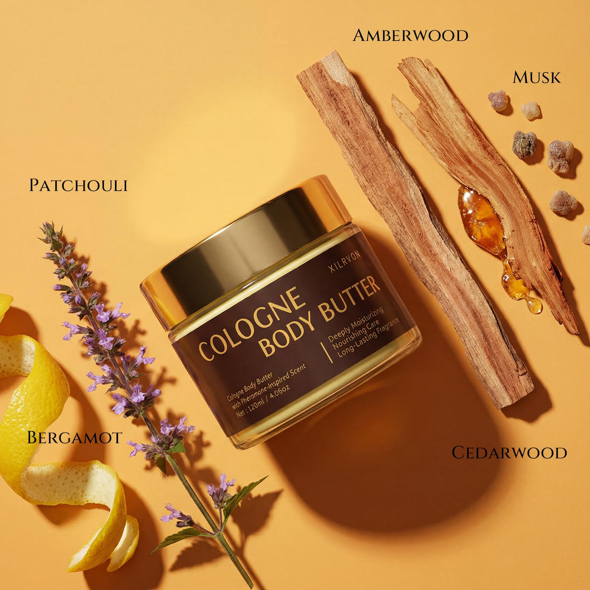 Men's Cologne Body Butter with Shea Butter, Long-Lasting Moisturizer